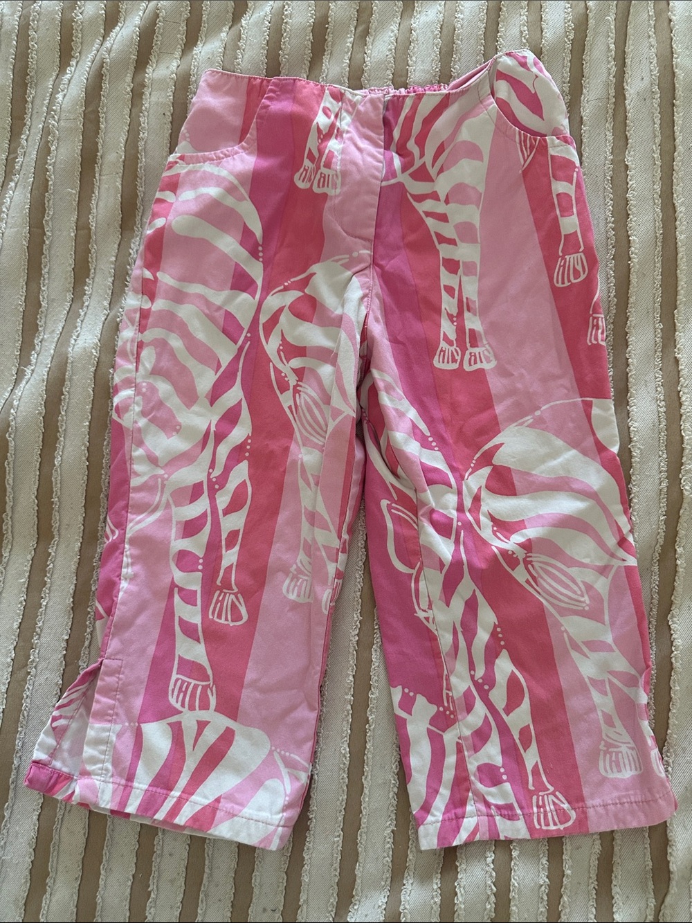 Vintage white label Lilly Pulitzer Pink & White Zebra-Print Girls Pants
